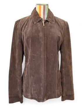 Siena Genuine Suede Leather Chocolate Brown  Zip Front Jacket